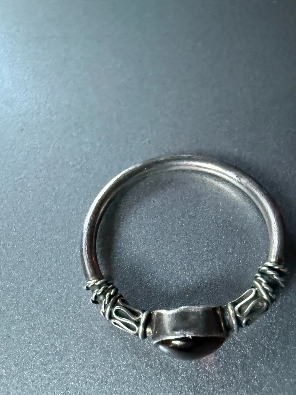 Vintage 925 Sterling Silver Garnet Cabochon Ring Size 9